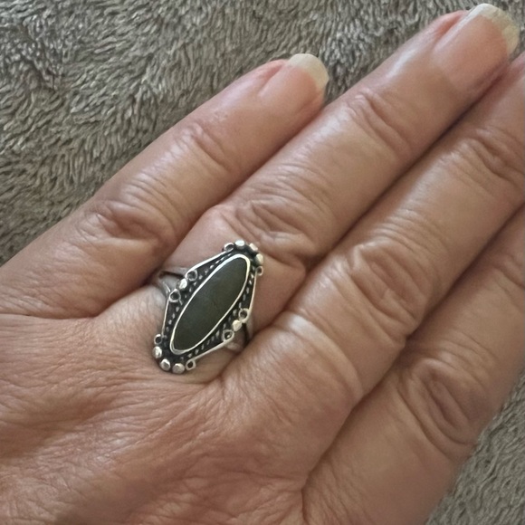 Vintage Fred Harvey Era Native Rare Green Turquoise Sterling Silver Ring Firm - Picture 8 of 9